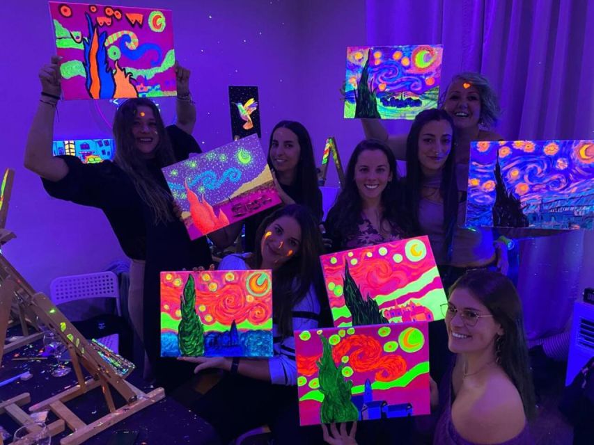 Barcelona: Fluorescent Paint and Wine Workshop - Neon Colors and a Painting You Can Actually Take Home