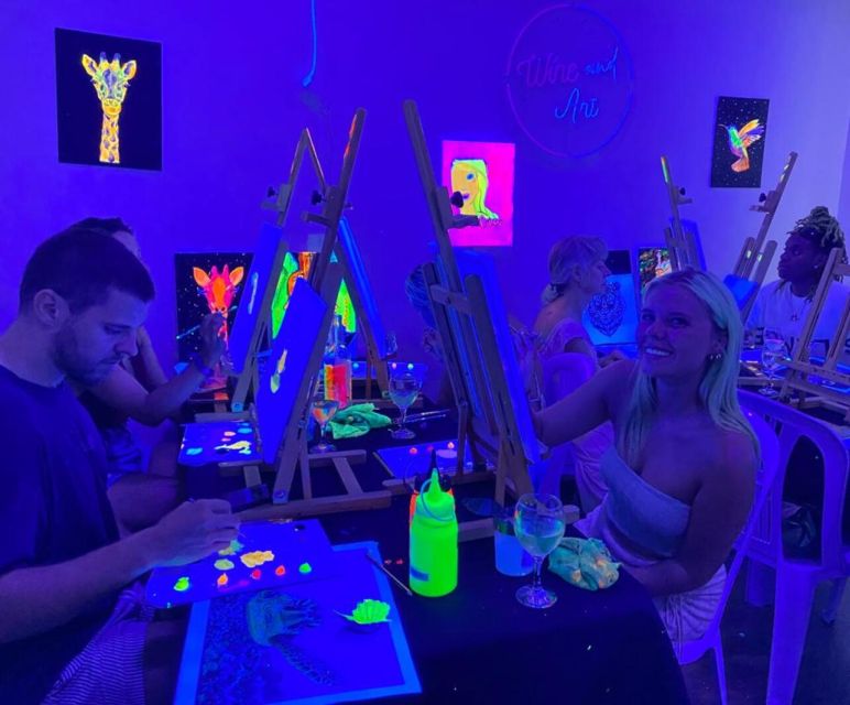 Barcelona: Fluorescent Paint and Wine Workshop - Timing Warning: When It’s Fluorescent and When It’s Not