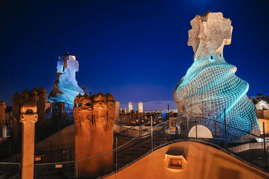 Barcelona: La Pedrera Night Experience - The Badalots Stairwells Show: The Movie Starts Before the Roof