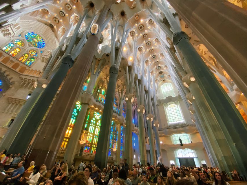 Barcelona: Sagrada Familia Skip-the-line Tour with Guide - Inside the basilica: the columns, the ceiling, and the light