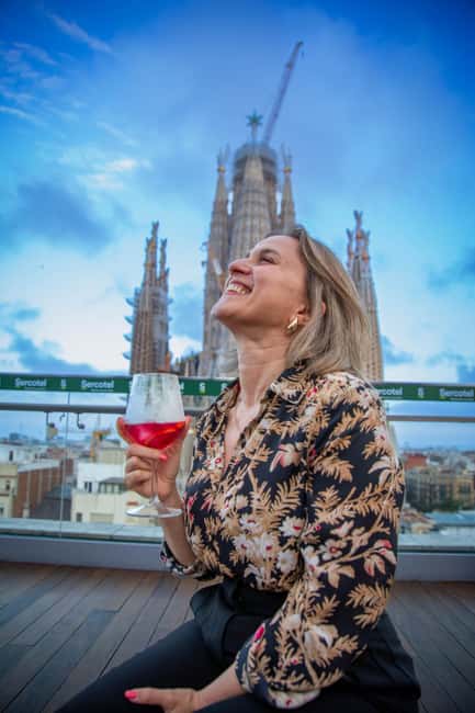 Barcelona: Sagrada Familia Tour with Optional Extras - Rooftop terrace at Hotel Sercotel Rosellón: sangria views with a stair reality check