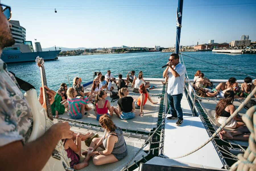 Barcelona: Sunset Catamaran Cruise with Live Music - The nets area is the star, and here’s how to use it well