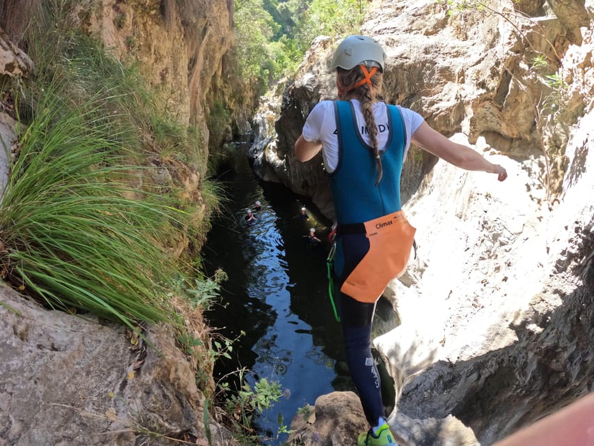 Benahavís: Canyoning Guided Tour at Guadalmina River - The rappelling wall: learning technique on a 5-meter descent