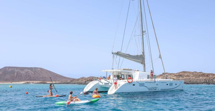 Corralejo: Adults-Only Catamaran Day Trip to Lobos Island - The Sail Out Over El Río and the La Caldera Perspective