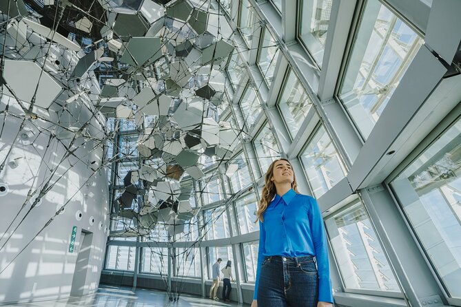 Entrance to the Mirador Torre Glories Barcelona - Cloud Cities Barcelona at 130 m: Tomás Saraceno’s airy installation