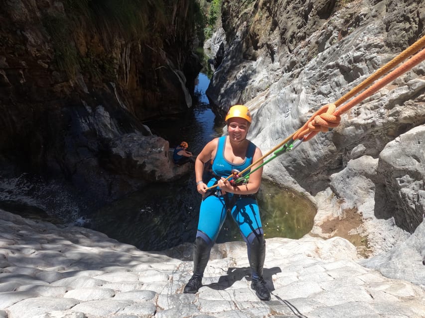 From Estepona: Guadalmina River Guided Canyoning Adventure - Learning rappelling on a 5-meter wall without chaos