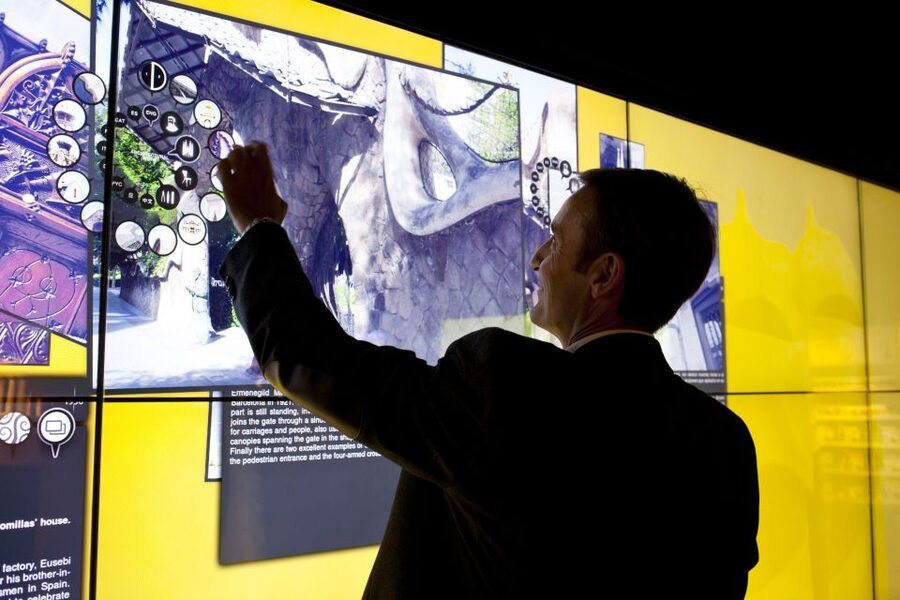 Gaudí Experiència Barcelona Admission Ticket - Interactive walls that connect Gaudí’s whole catalog