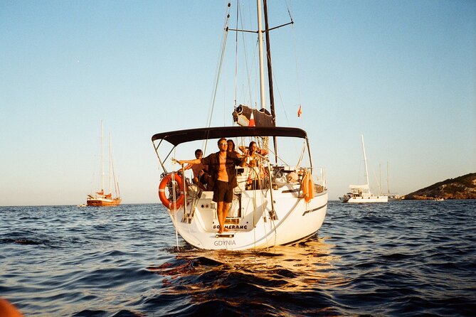 Ibiza & Formentera Private Deluxe Sailing: Full Day - Stop 2 Playa des Codolar: cruising past coves and rocky cliffs