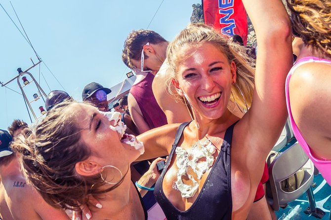 Ibiza Ocean Club Boat Party with 3 Hours Premium Drinks and DJ - Swim stop in crystal-clear water, plus the 13-foot jumping board