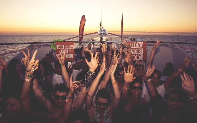 Ibiza: Sunset Boat Party Cruise with DJs with 2 Clubs - The Sunset Over the Water Near Mambo