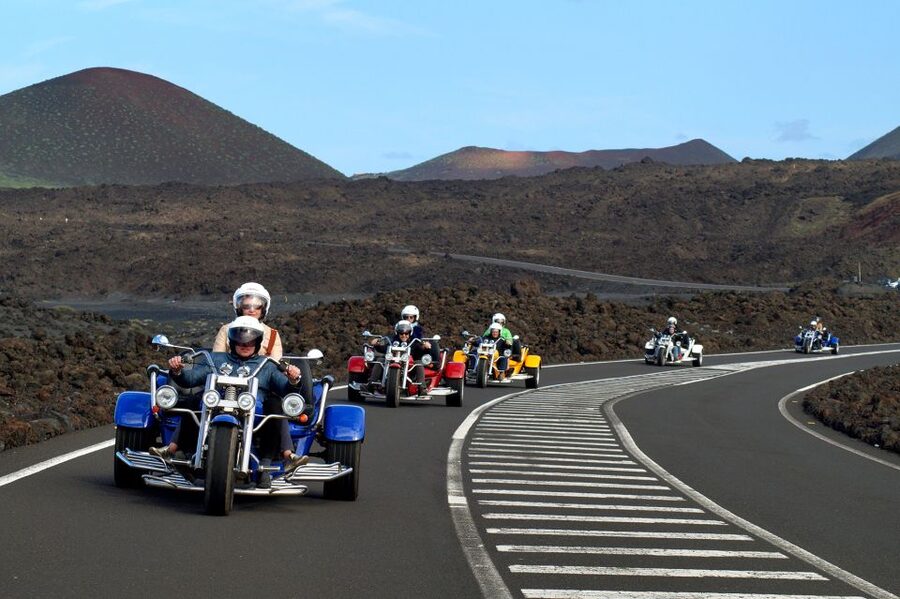 Lanzarote: three wheeler trike tour for three people - Central Lanzarote: vineyards, villages, and volcanic terrain