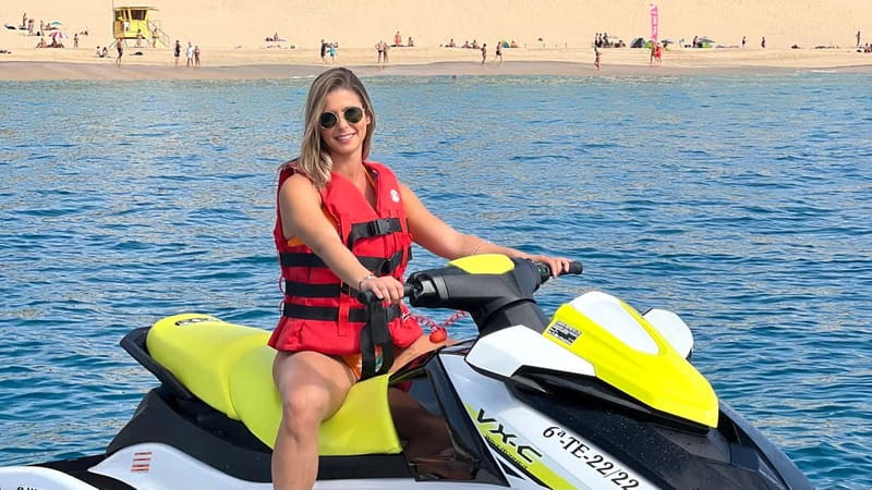 Morro Jable: Guided Jet Ski Safari (without license) - Entering the Morro Jable start, lighthouse views included