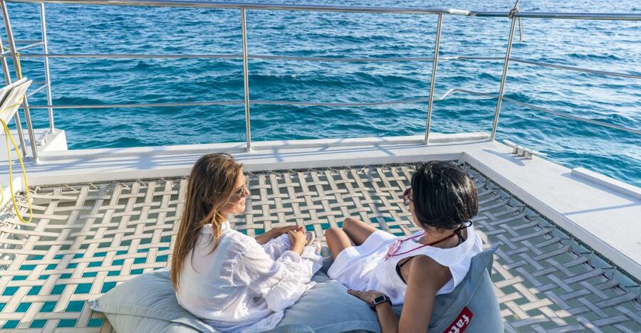 Palma: Catamaran Cruise with Swimming and Snorkelling - Sailing the Palma Bay route, Cap Enderrocat and Cala Vella in real time