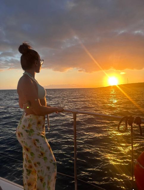 Tenerife: Sunset Catamaran Tour with Transfer, Buff & Drinks - How the whale and dolphin search works near Tenerife South